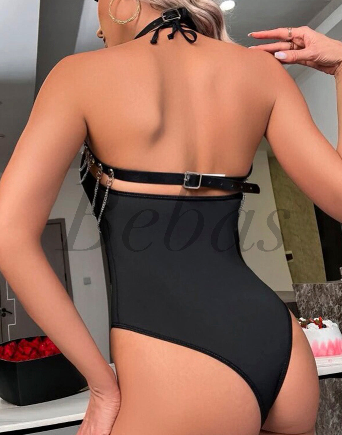 BODY CON ARNÉS Y CADENAS EN PECHO - Bebas Lingerie México